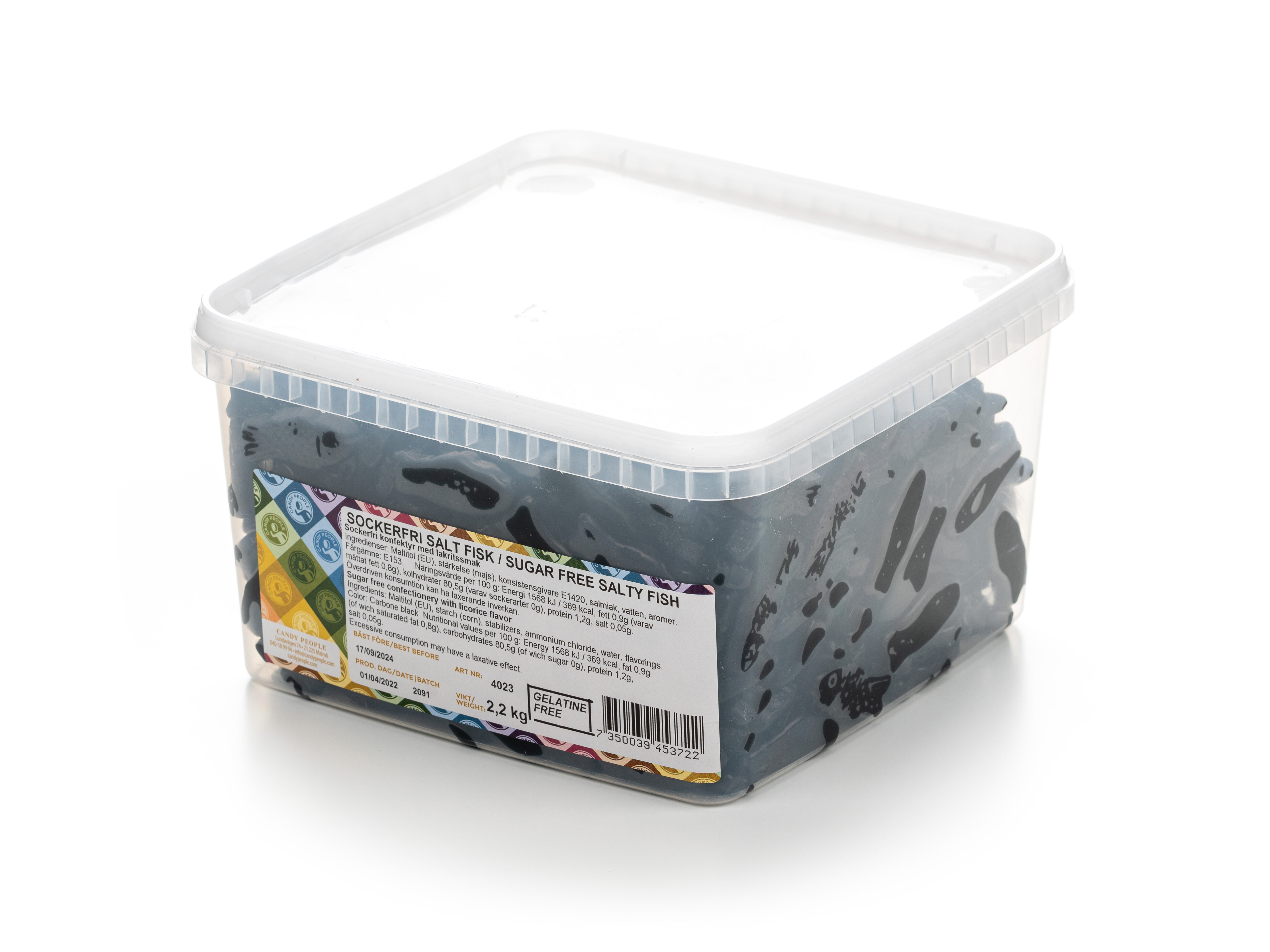 Saltfisk Sukkerfri Bland-selv slik i kasser 2 kg