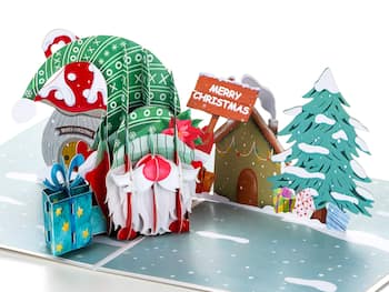 3D-Pop Up-kort - julekort med nissen