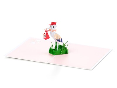 3D Pop Up-kort - Baby Stork