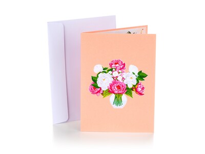 3D Pop Up-kort - Vase med peoner