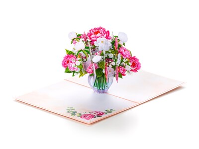 3D Pop Up-kort - Vase med peoner