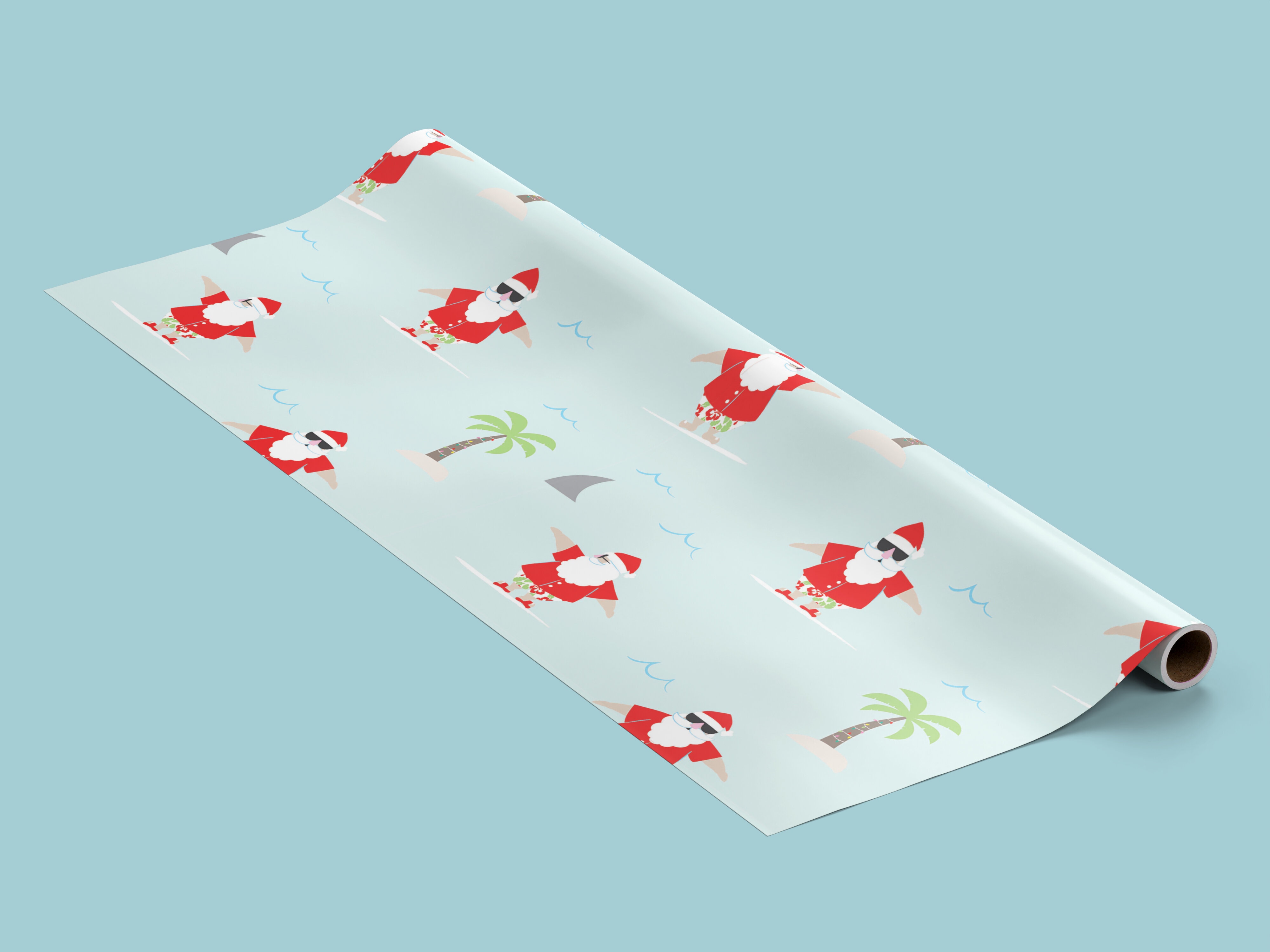 Julepapir - Surfende julenisser