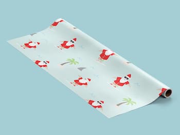 Julegavepapir - Surfende julemænd