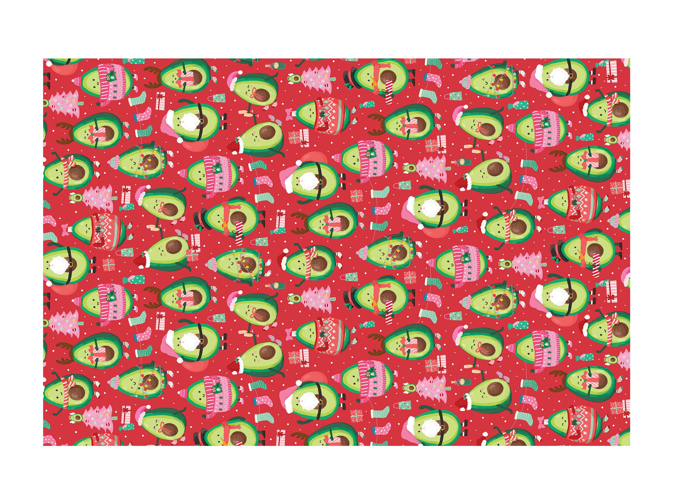 Weihnachtspapier - Weihnachtliche Avocados
