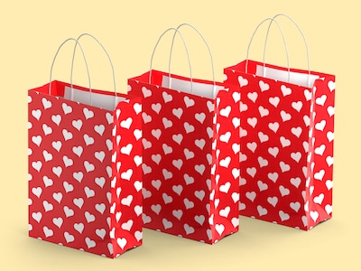 Presentpåsar 3-pack - Hjärtan - Stor