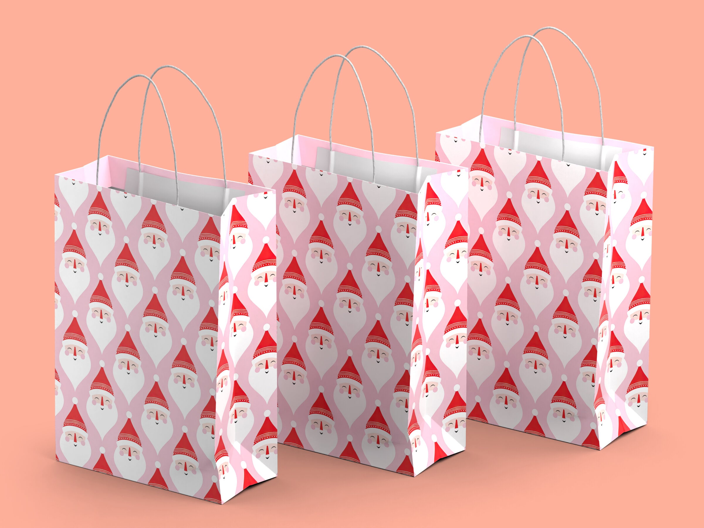 Gaveposer 3-pakning - Julenissen - Store