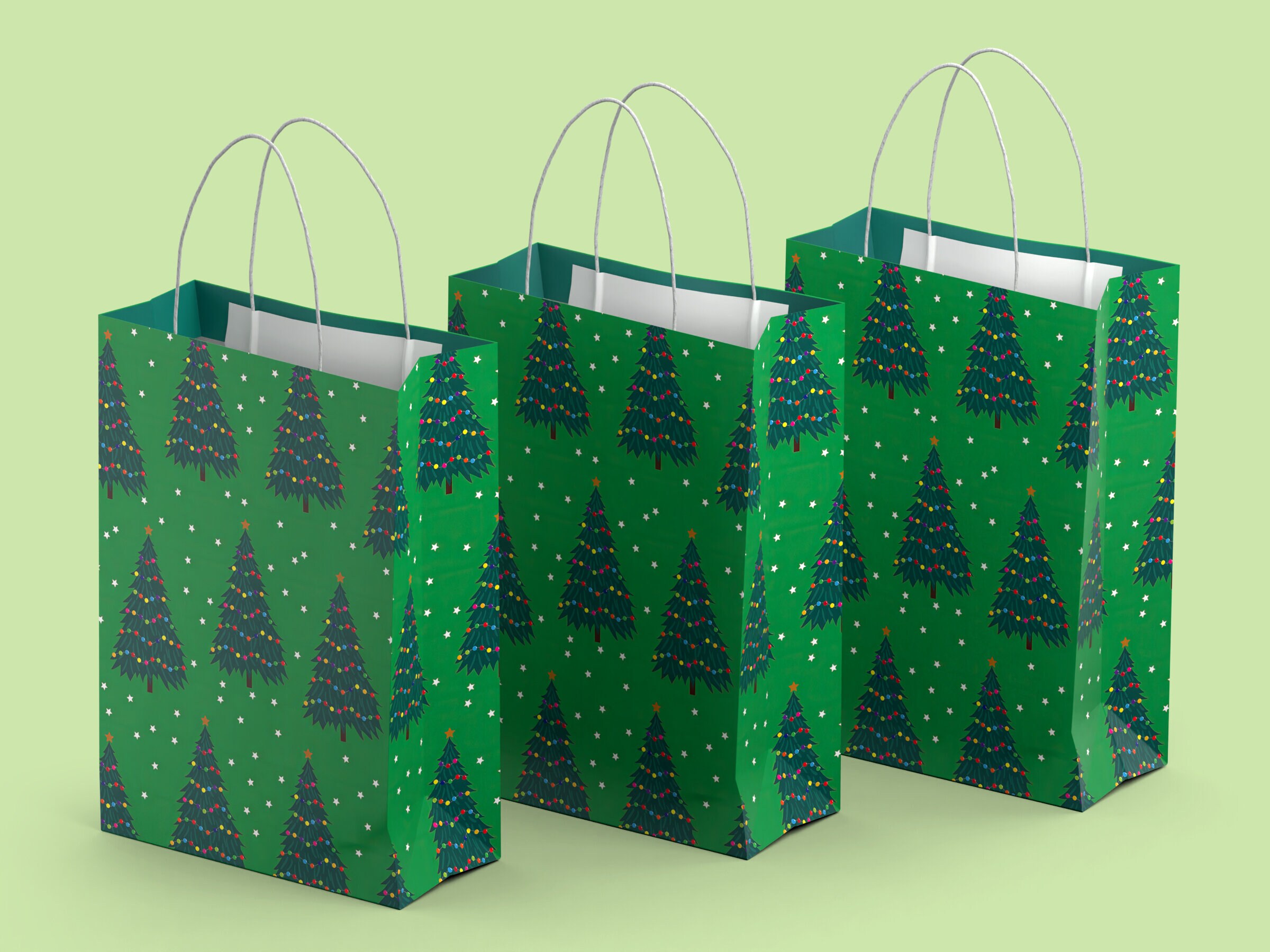 Gaveposer 3-pak - Juletræer - Store