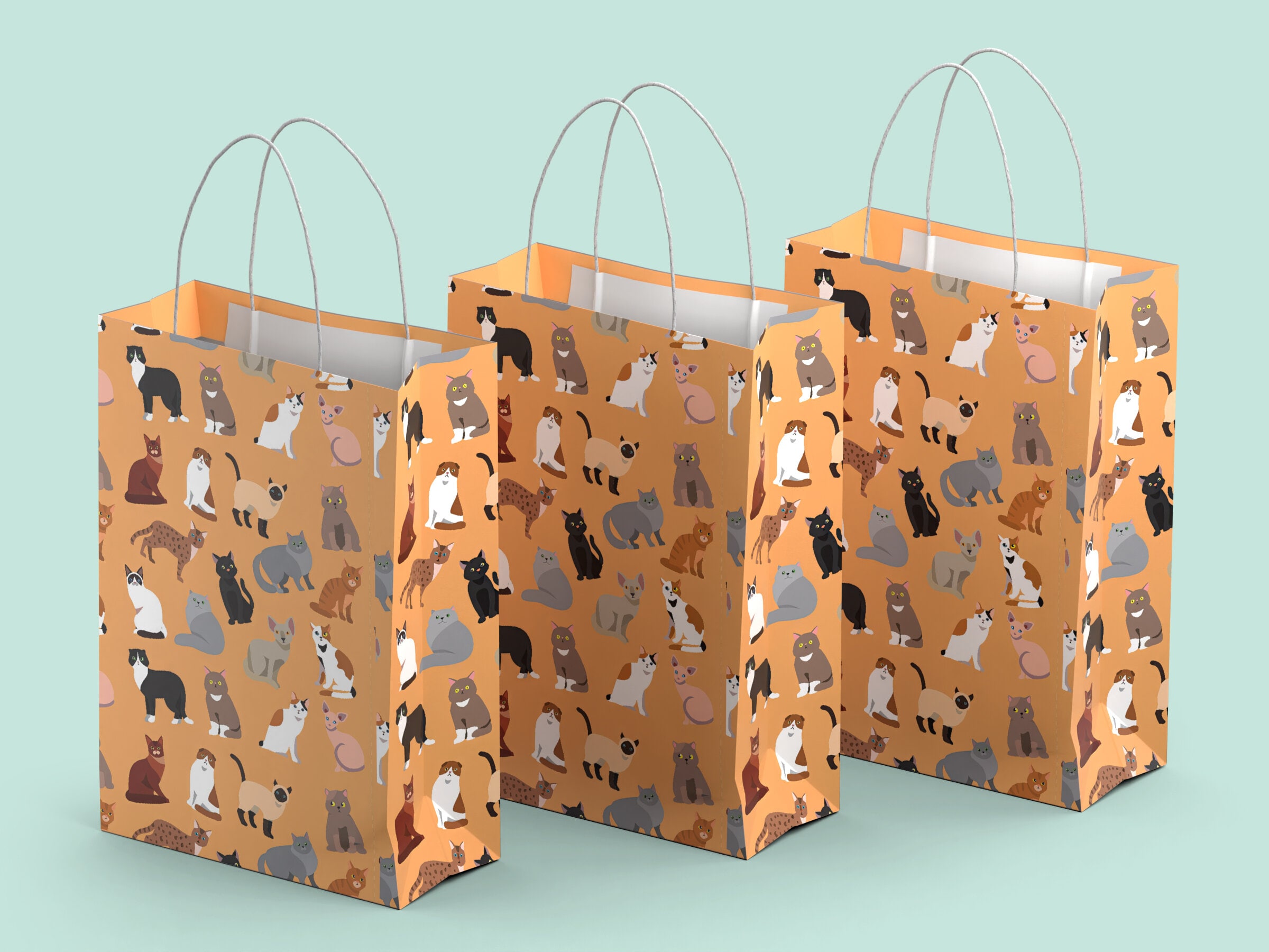 Gaveposer 3-pakning - Katter - Store