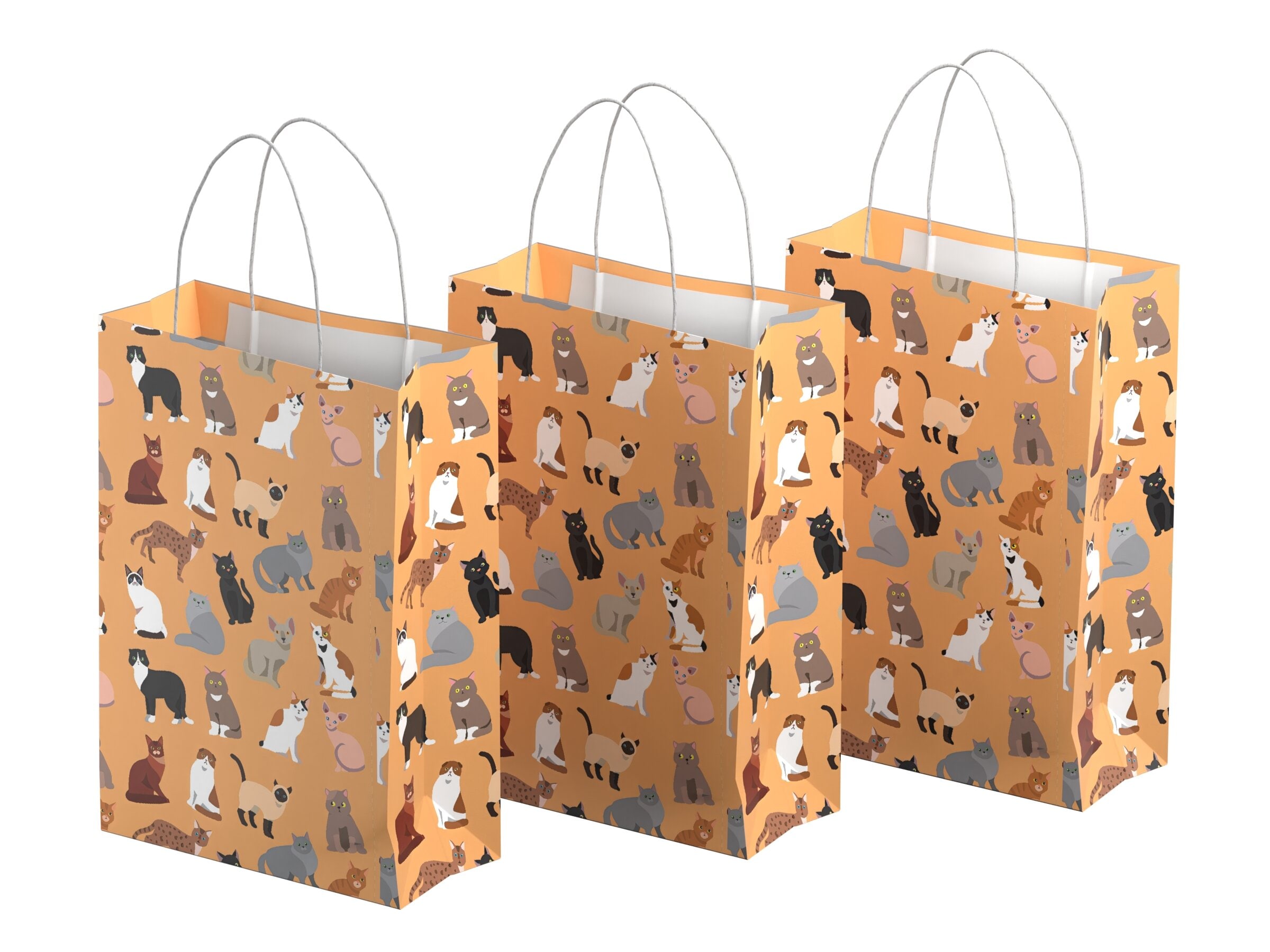 Presentpåsar 3-pack - Katter - Stor