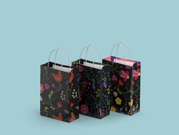 Presentpåsar 3-pack - Eleganta Blommor - Mellan