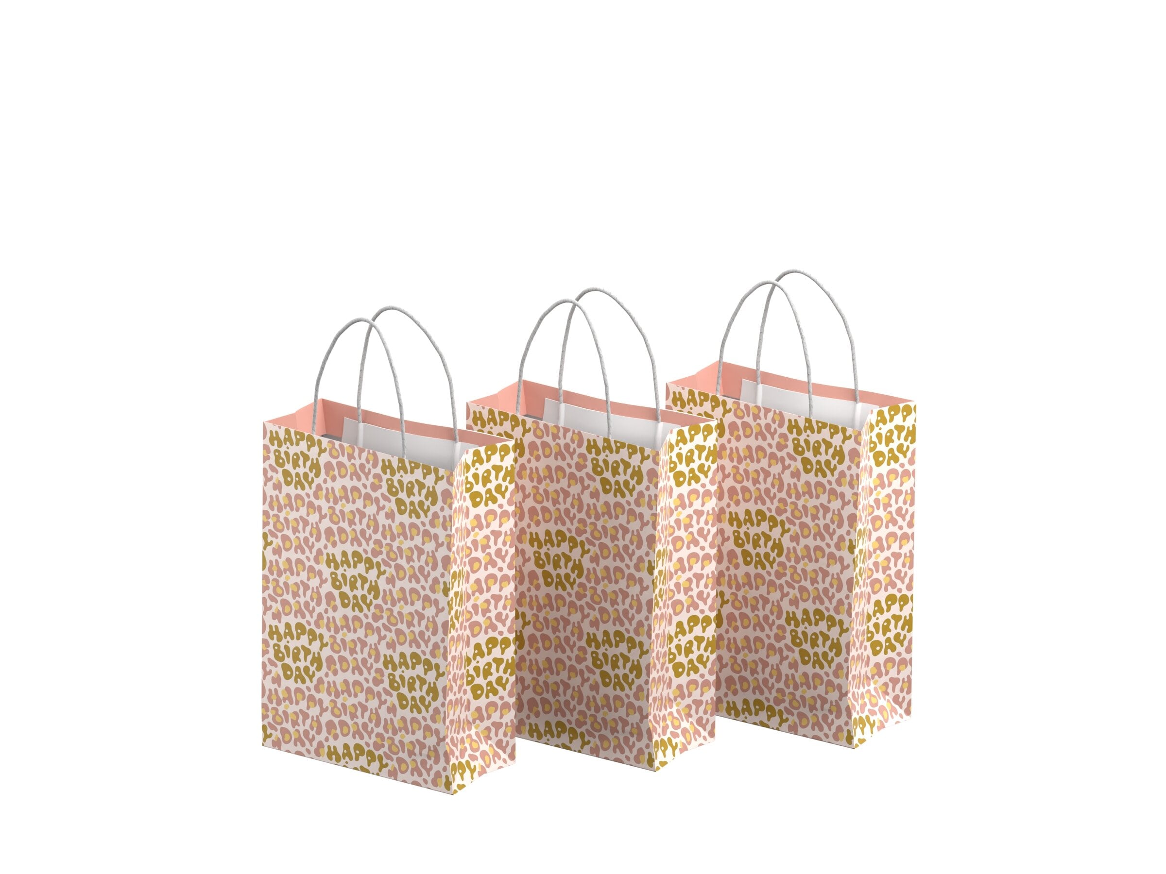 Lahjapussit 3 kpl - Happy Birthday - Keskikoko