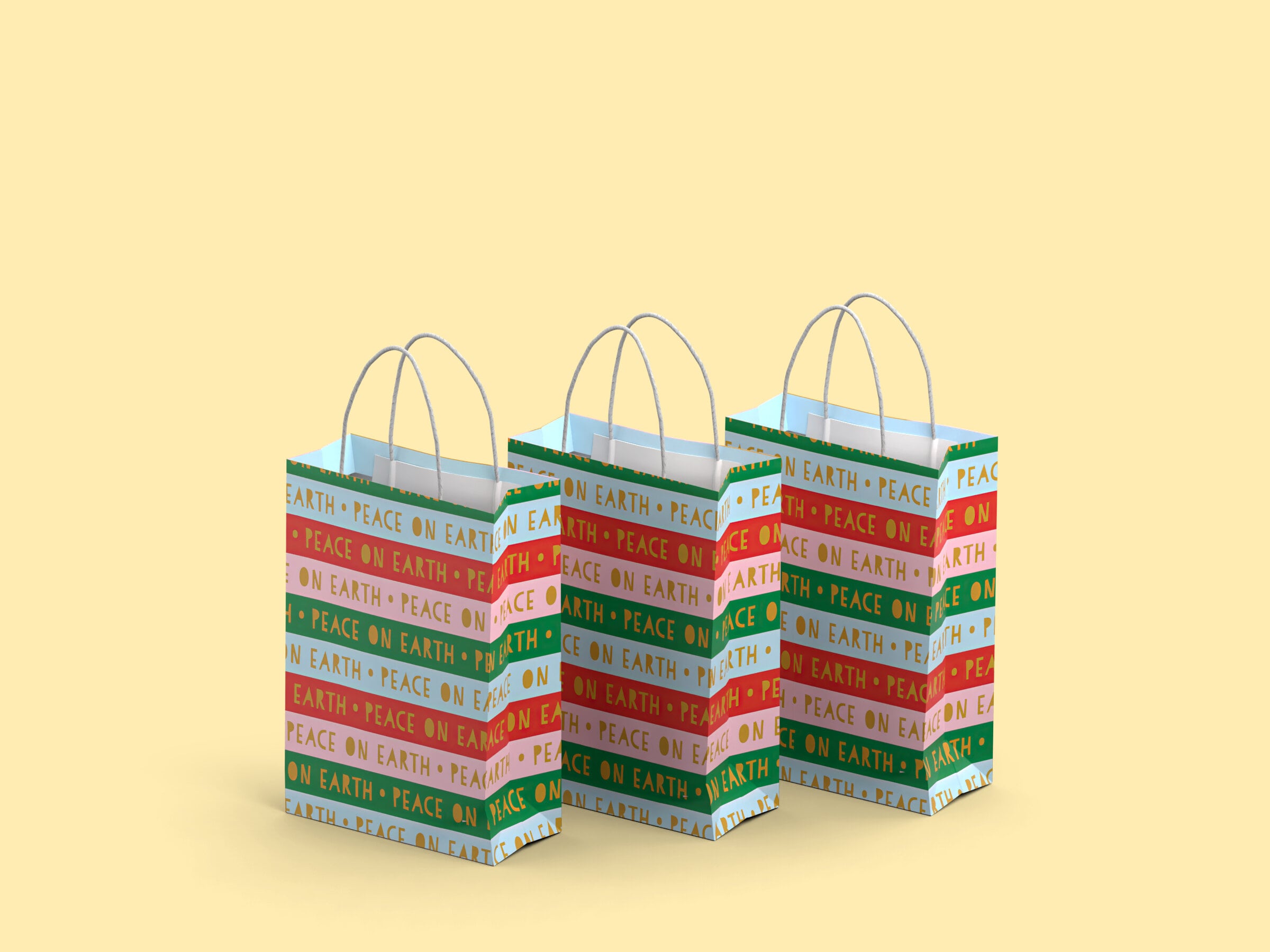 Lahjapussit 3 kpl - Peace on Earth - Keskikoko