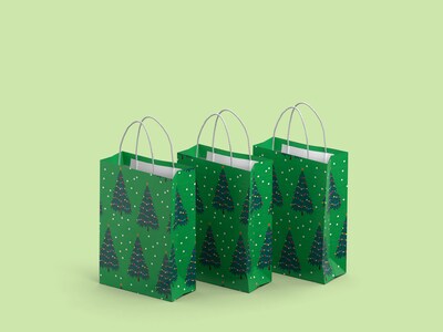 Gaveposer 3-pakning - Juletrær - Medium