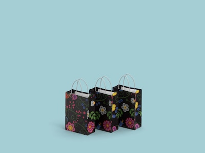 Presentpåsar 3-pack - Eleganta Blommor - Liten