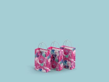 Presentpåsar 3-pack - Rosa Blommor - Liten