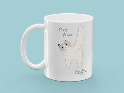 Tasse mit Aufdruck - Butt First, Coffee