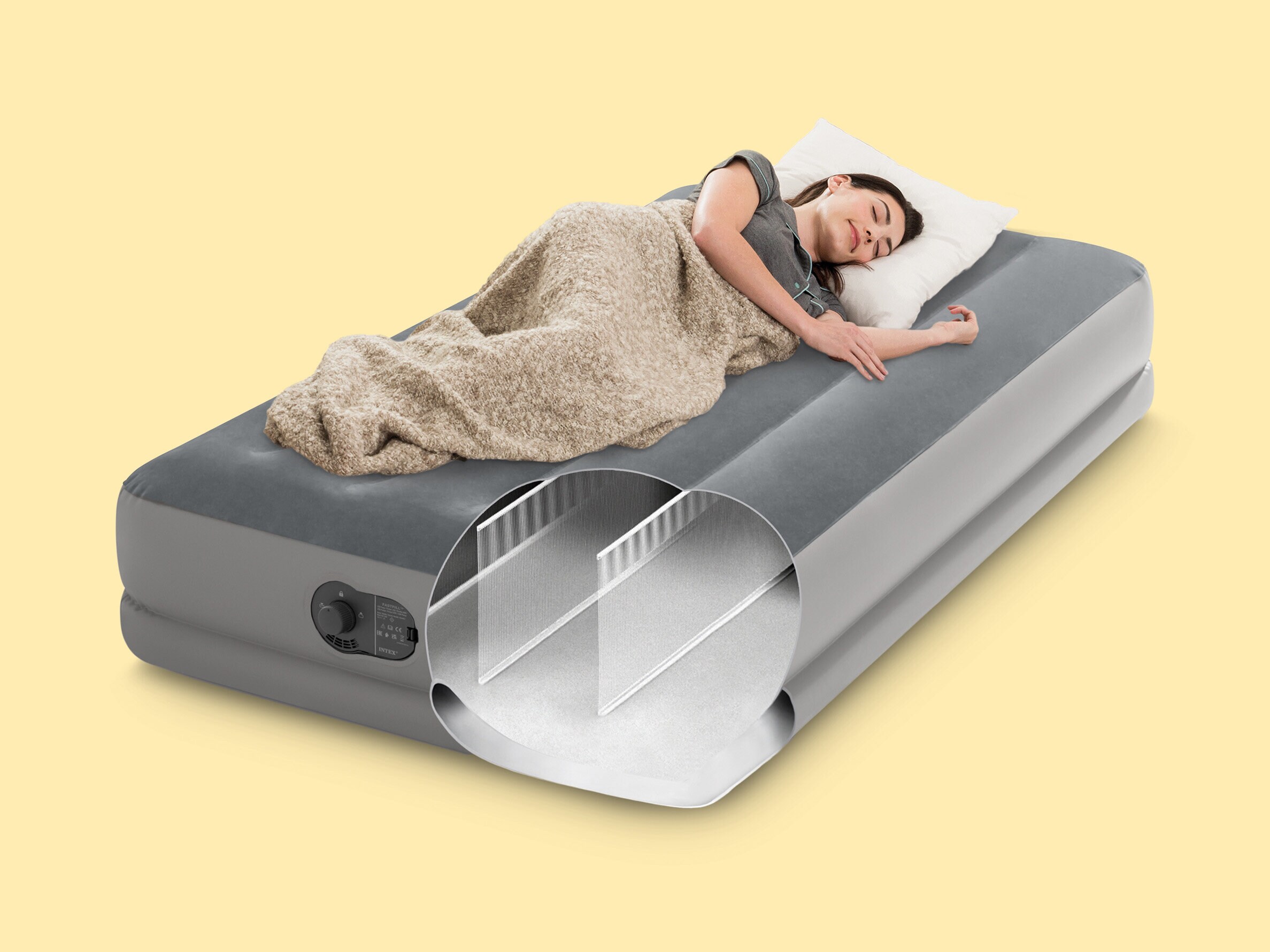 Puhallettava Ilmapatja Sisäänrakennetulla Pumpulla - Intex