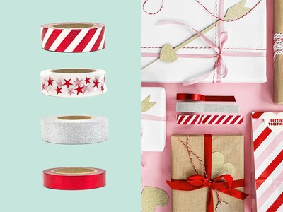 Washitape - Rød & Sølv Mix