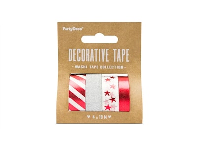 Washitape - Rød & Sølv Mix