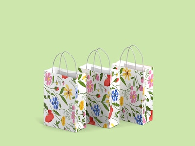 Presentpåsar 3-pack - Sommarblommor - Mellan
