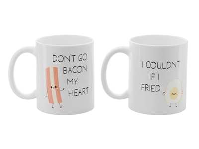 2-pakning Krus med trykk - Don't Go Bacon My Heart. I Couldn't If I Fried