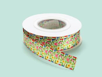 Gavebånd Satin 15m - Sommerblomster