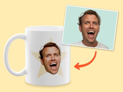 Personalisierte Tasse mit Foto & Hintergrundform