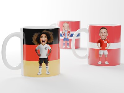 Personalisierte Tasse mit Fußballspieler