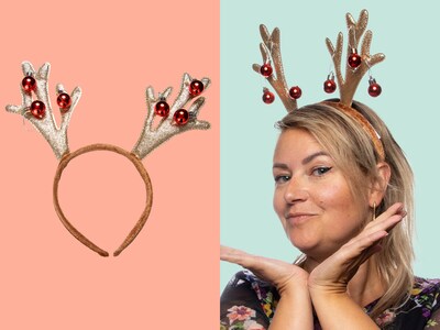 Tiara Joulupukin sarvilla & Joulupalloilla