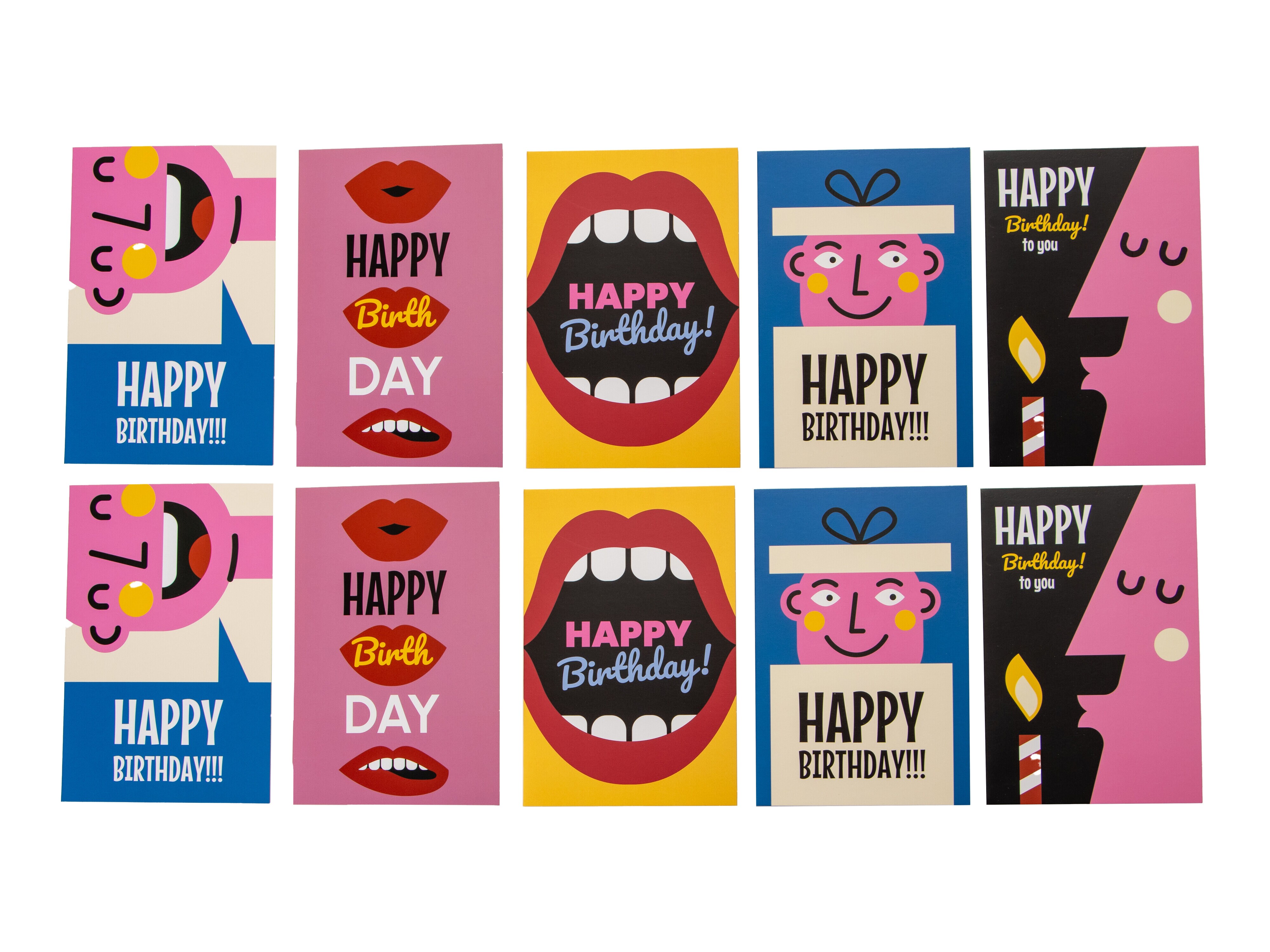 Bursdagskort "Happy Birthday" - 10-pakning