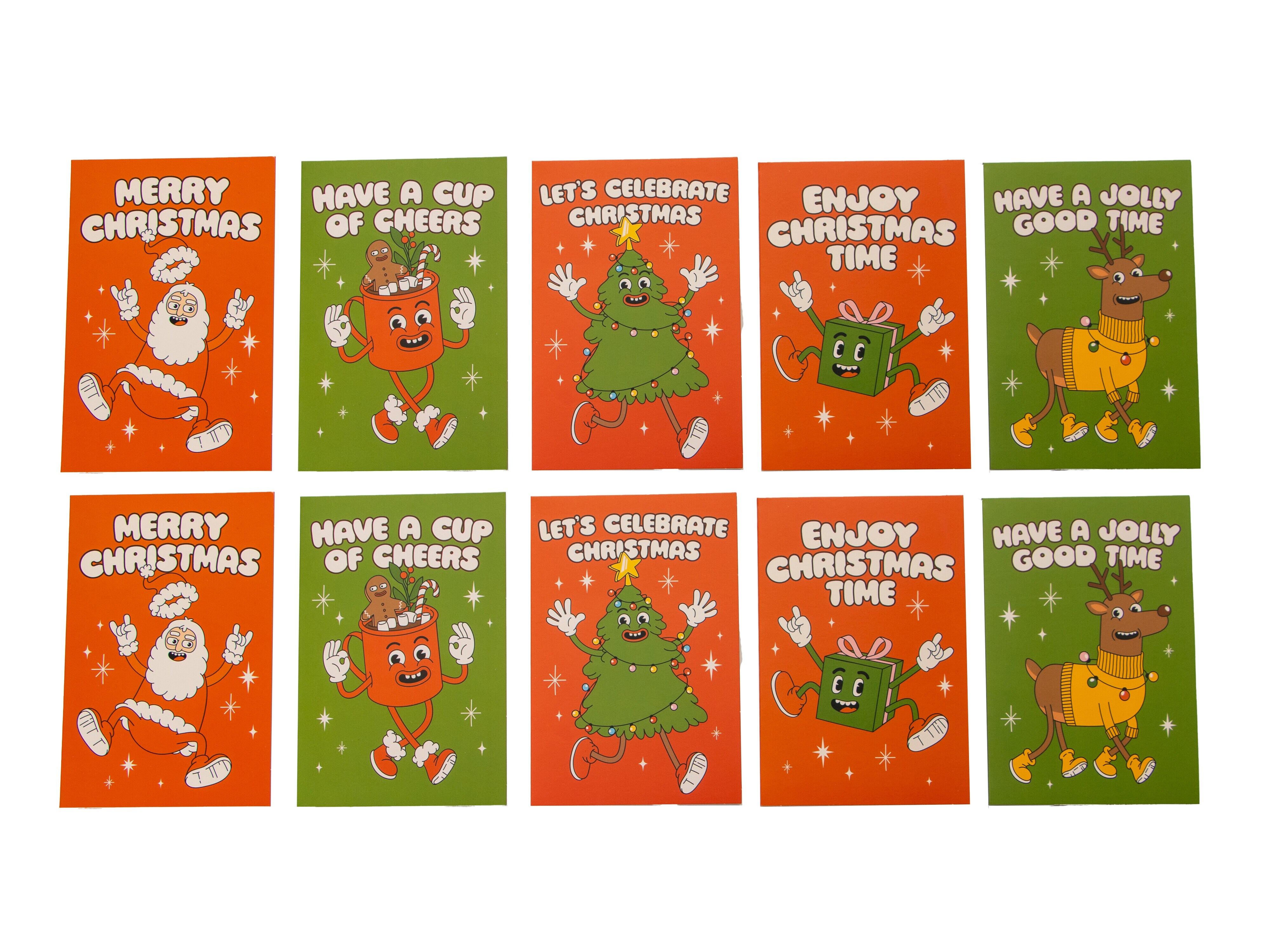 Julekort Retro Christmas - 10-pak