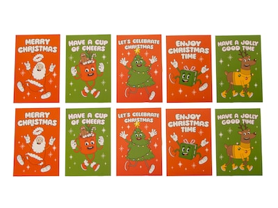 Julkort Retro Christmas - 10-pack