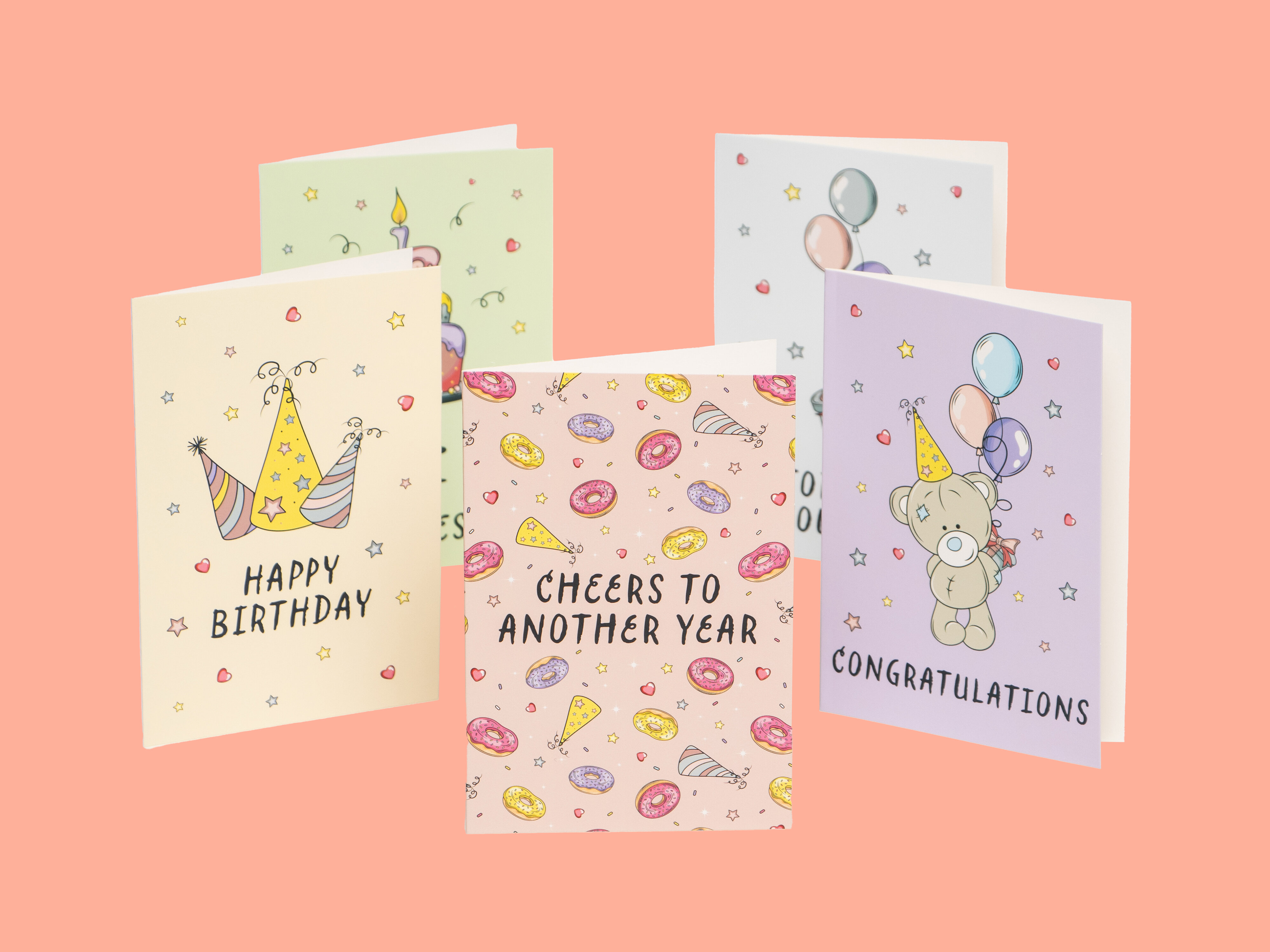 Tervehdyskortit Birthday - 10-pack