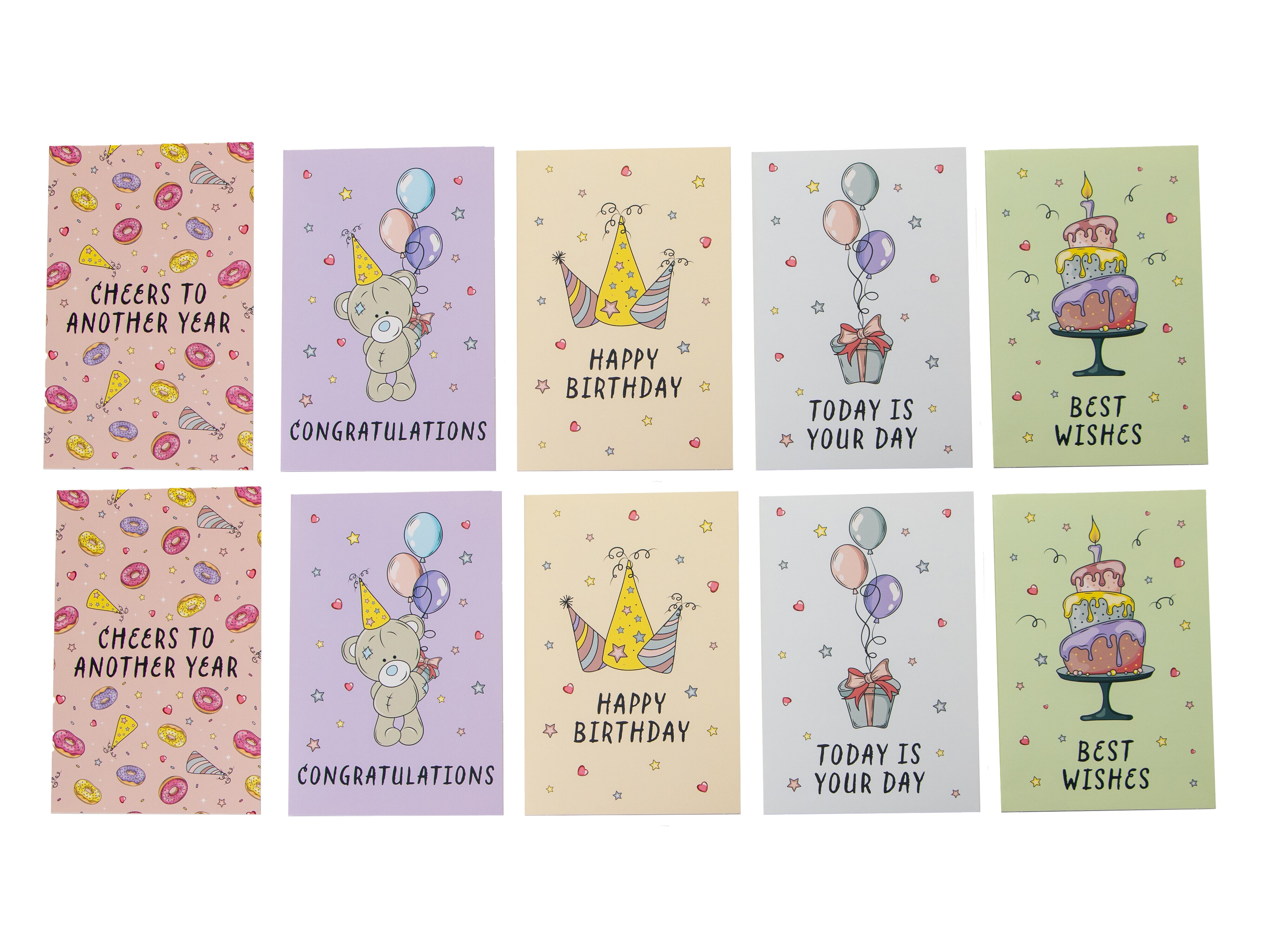 Tervehdyskortit Birthday - 10-pack