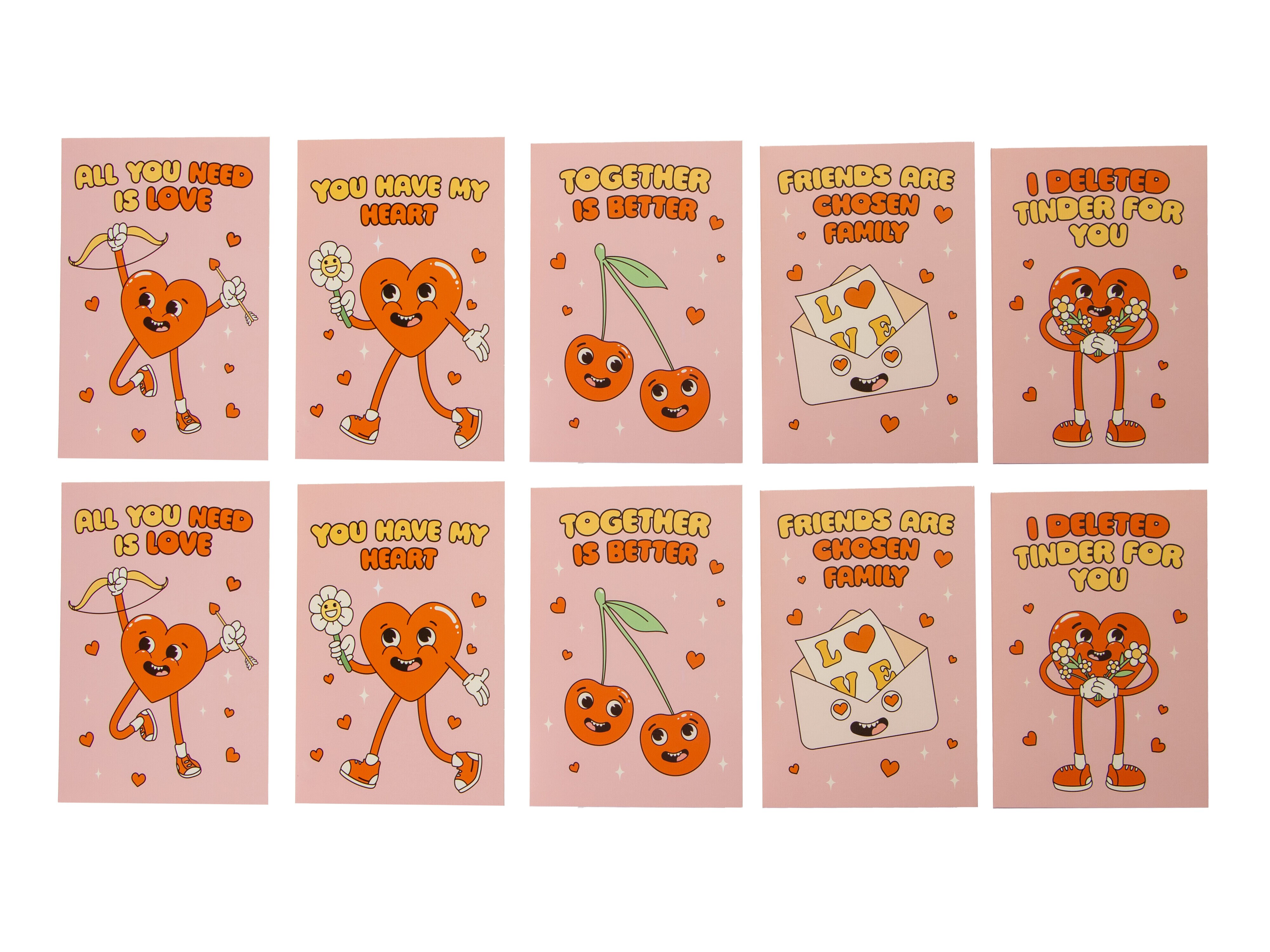 Kort Retro Love - 10-pack
