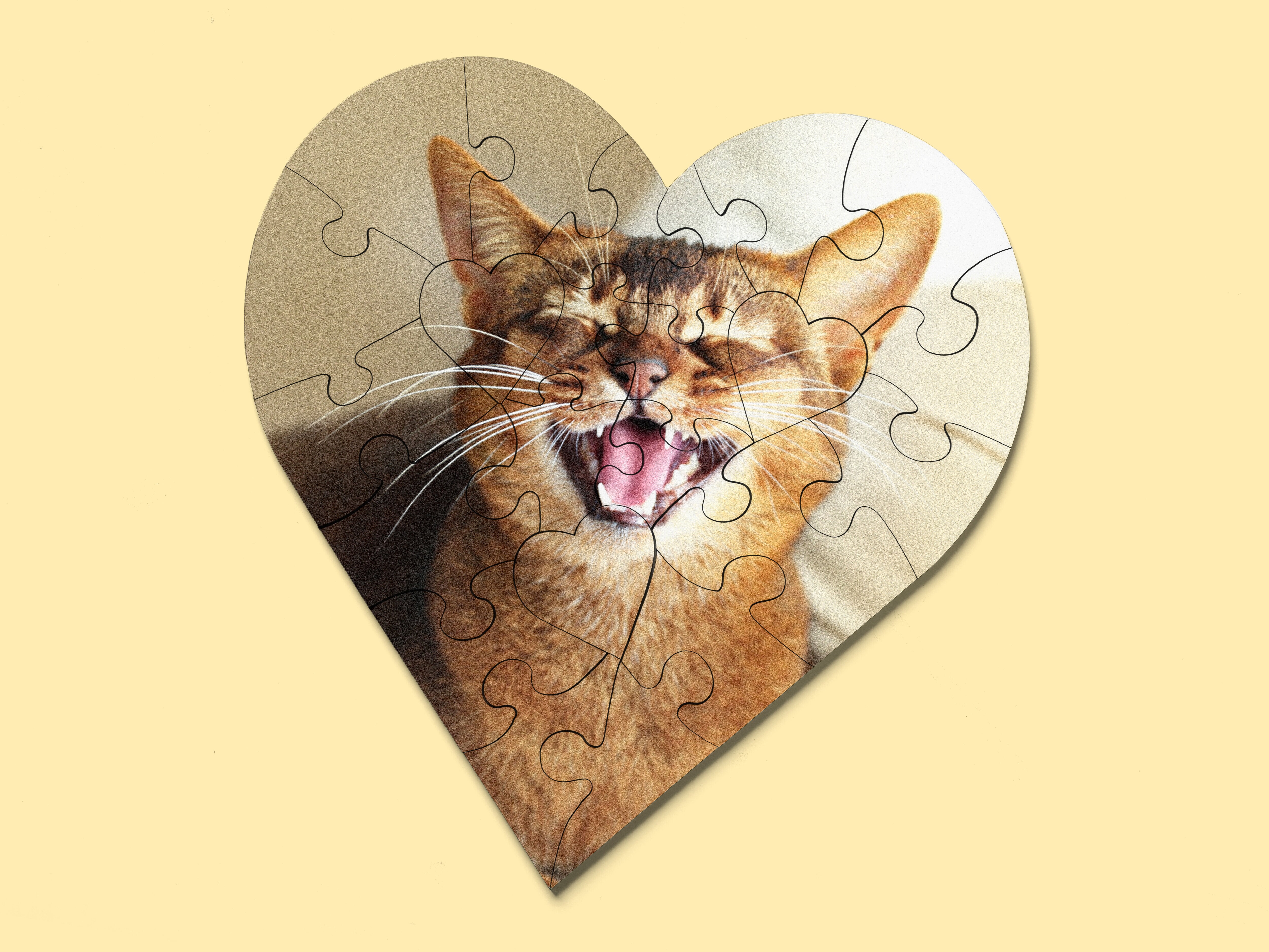 Personlig fotopuslespill i tre - Hjerte