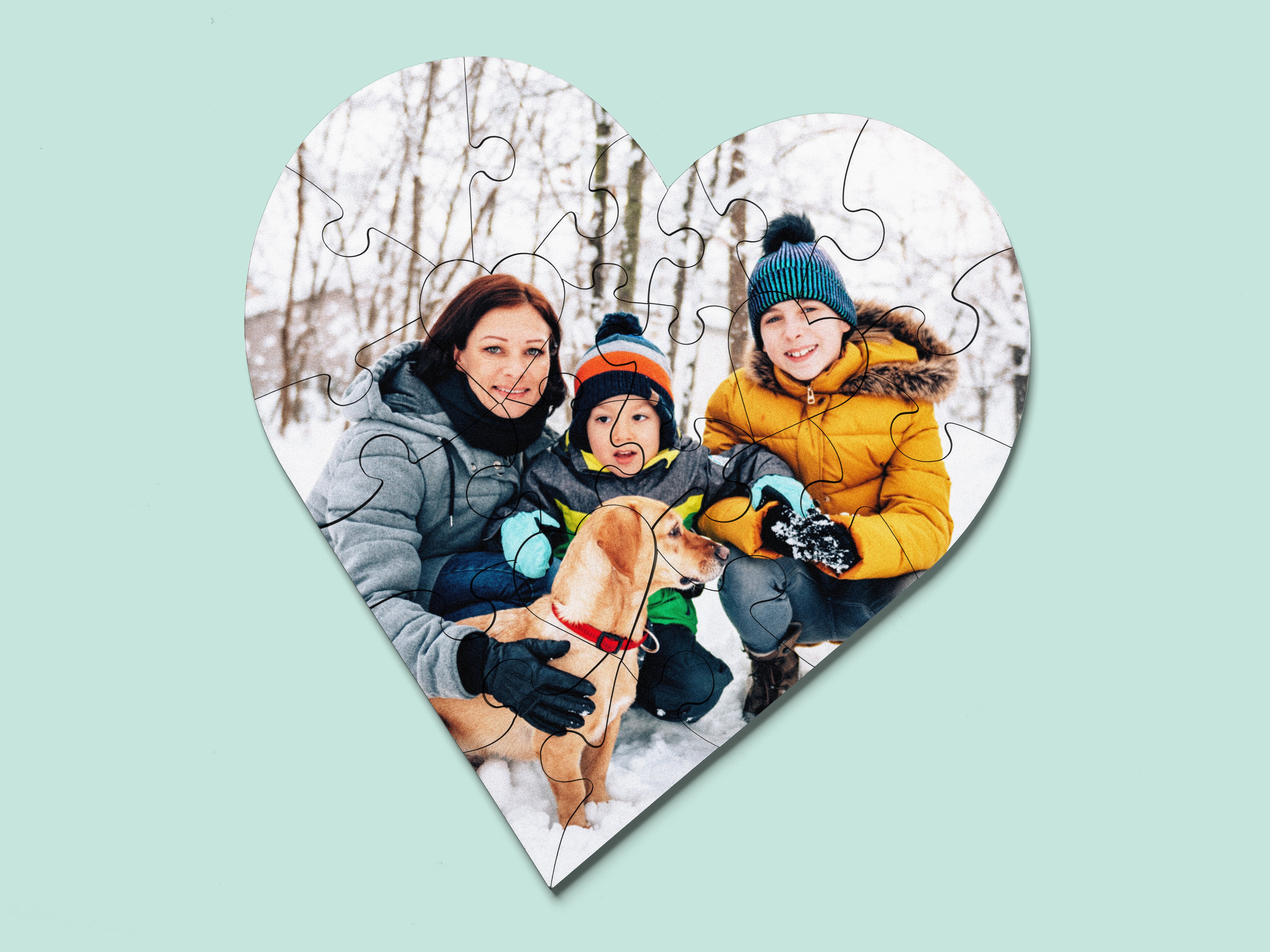 Personlig fotopuslespill i tre - Hjerte