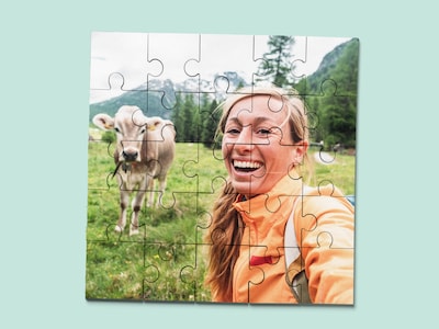 Personligt Fotopussel i Trä - Fyrkant