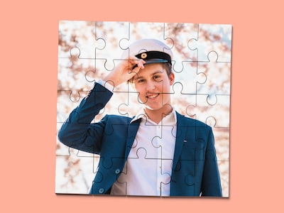 Personligt Fotopussel i Trä - Fyrkant