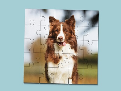 Personligt Fotopussel i Trä - Fyrkant