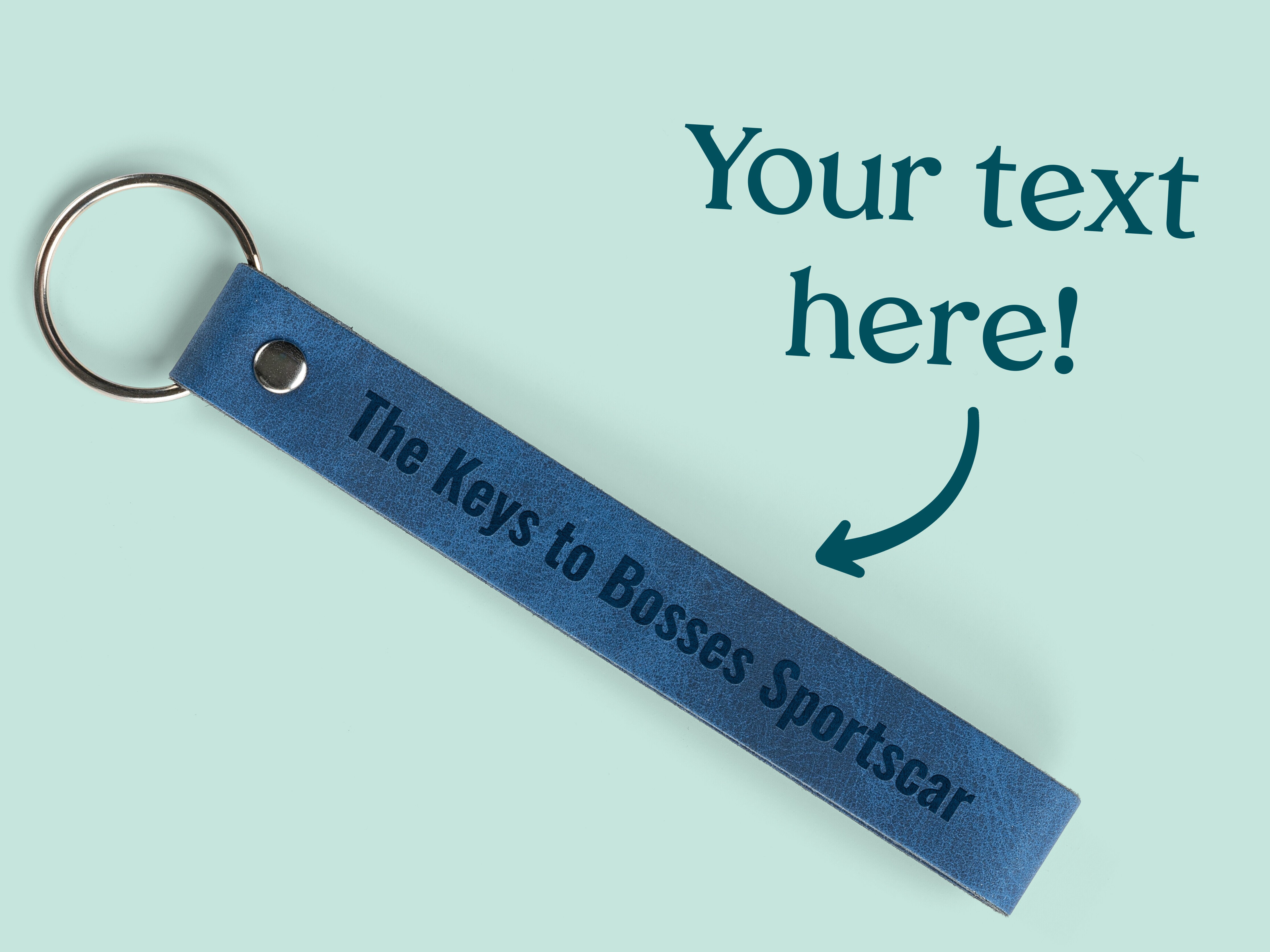 Personlig Nøglering i Kunstlæder med Tekst