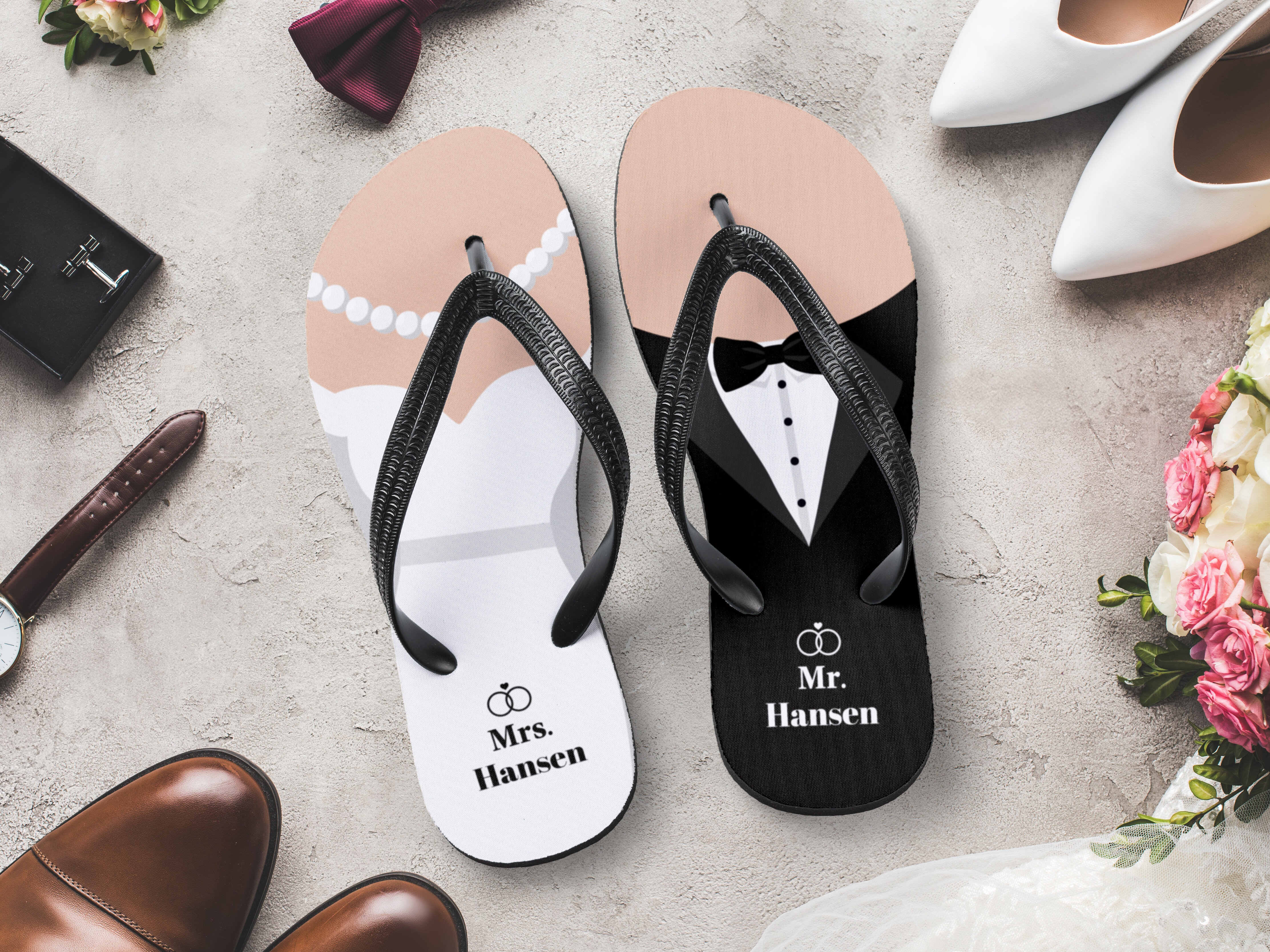 Kaufe Personalisierte Flip Flops Mr. Mrs. Online auf Coolstuff