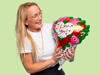 Folieballong Blomsterbukett I Love You