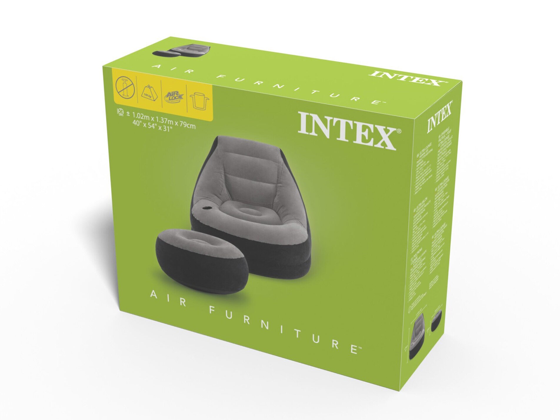 Uppblåsbar Loungefåtölj med Fotpall - Intex