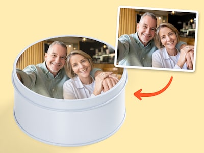 Personlig Förvaringsbox i Metall med Foto - Rund