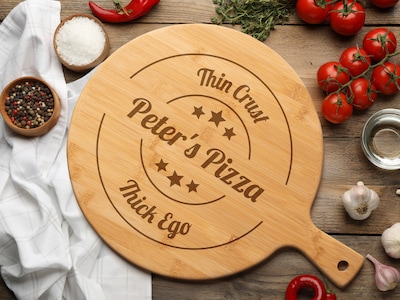 Servierbrett aus Holz mit Gravur - Pizza
