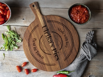 Servierbrett aus Holz mit Gravur - Pizza
