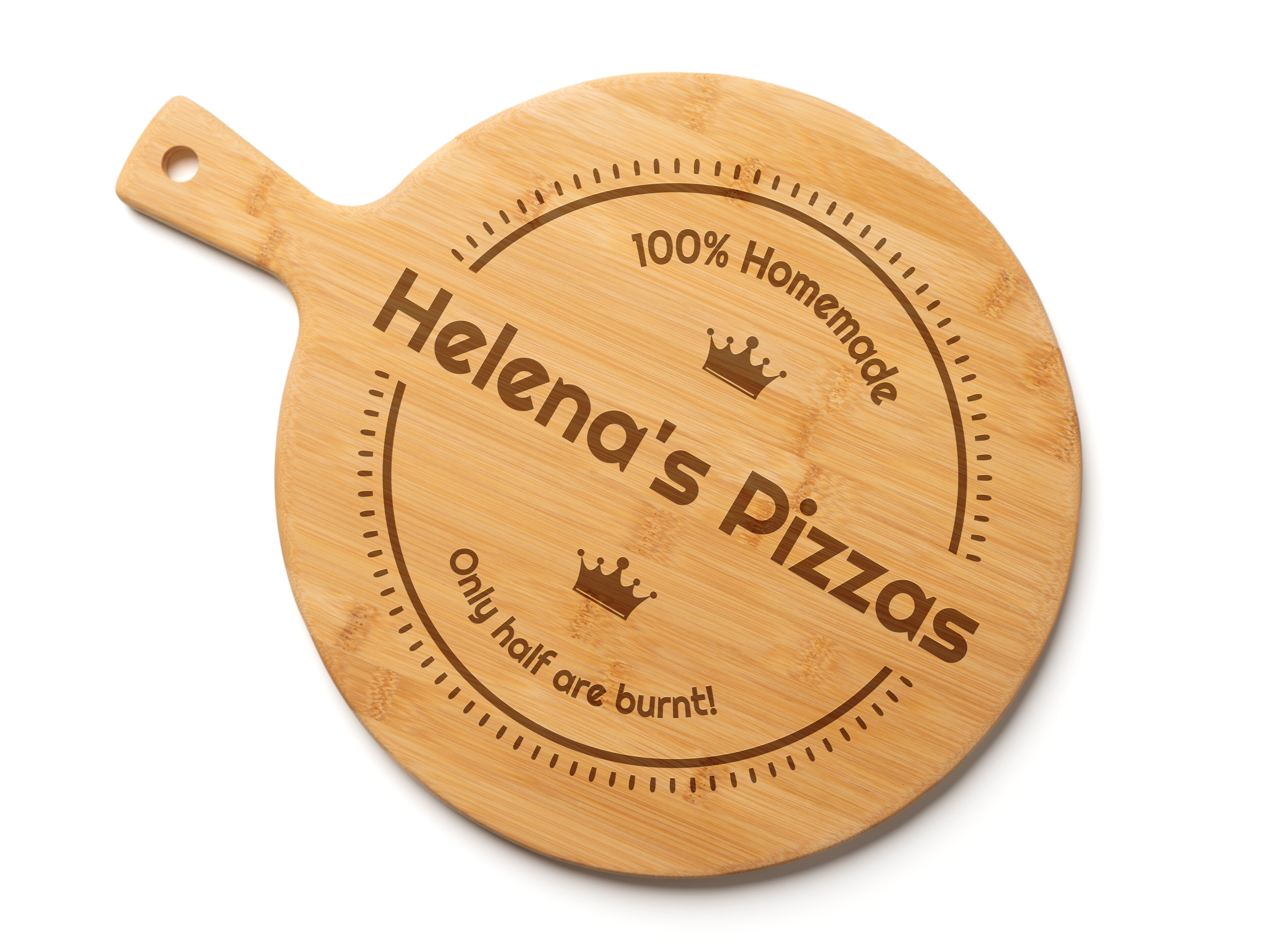 Personlig serveringsbrett i tre med gravering - pizza