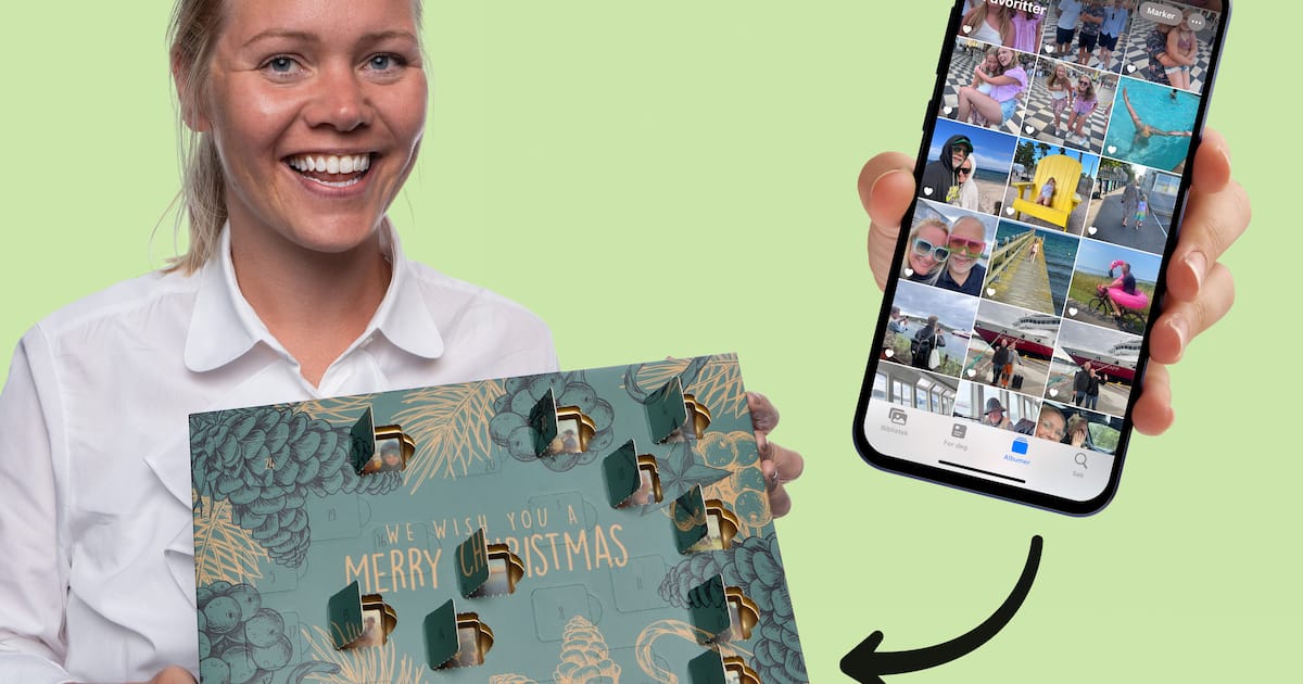 Personlig chokoladejulekalender med 24 af dine egne billeder