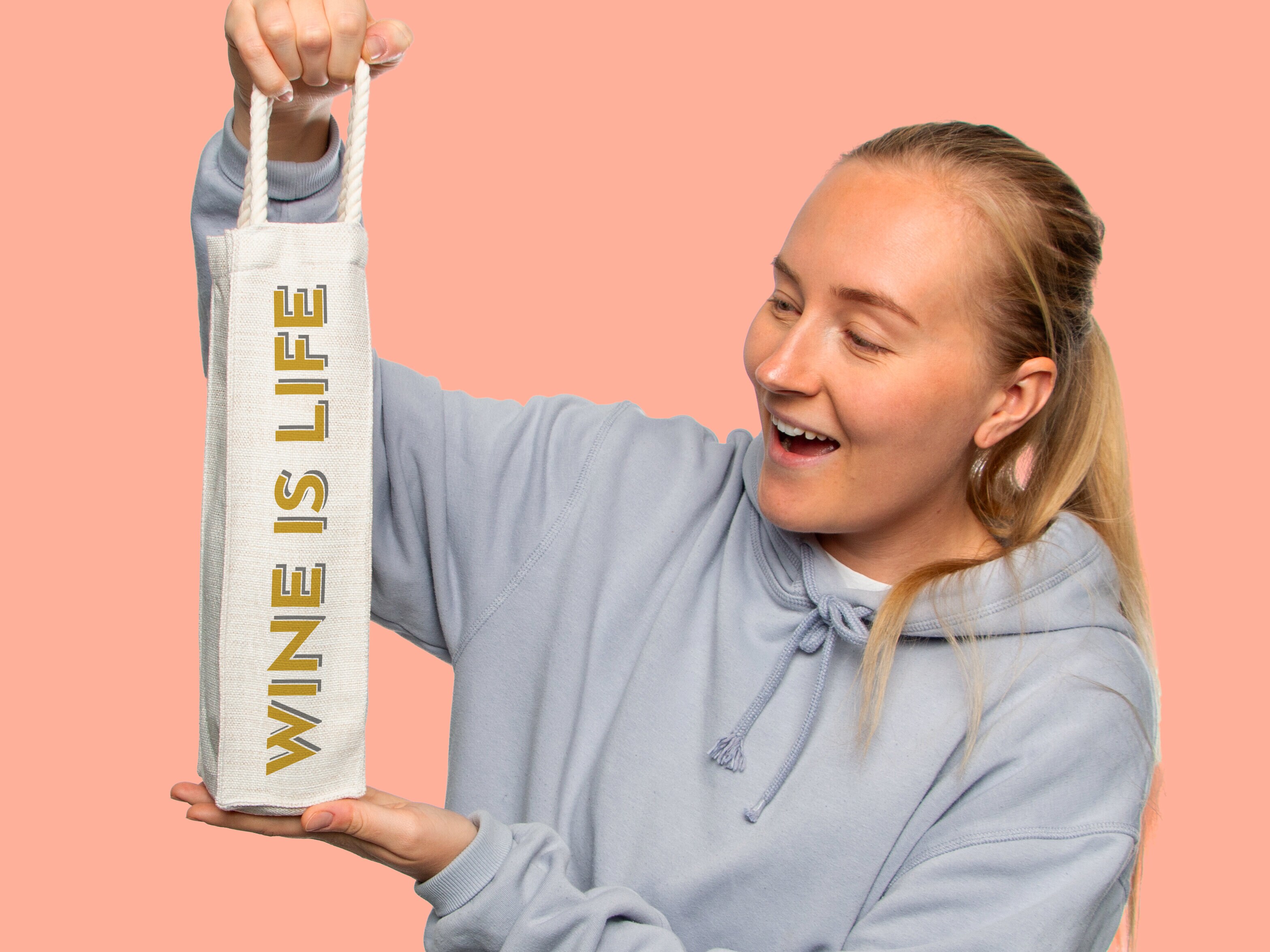 Personlig Gavepose til vin med Tekst